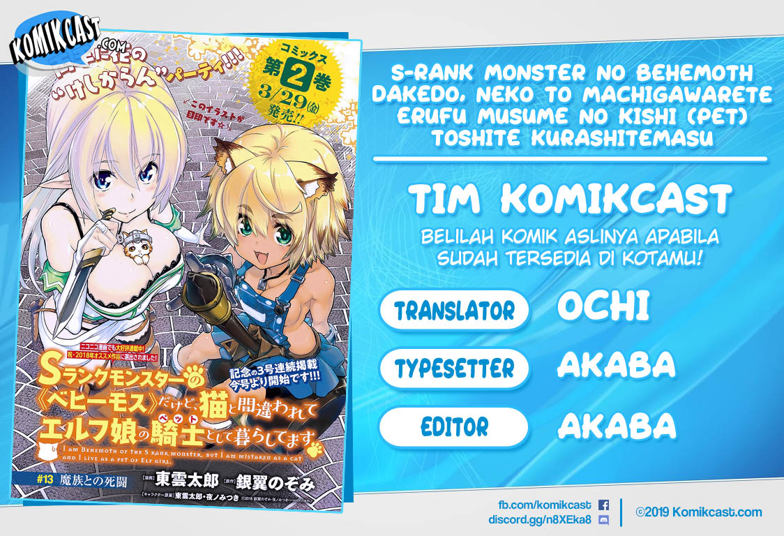 S-Rank Monster no Behemoth Dakedo, Neko to Machigawarete Erufu Musume no Kishi (Pet) Toshite Kurashitemasu Chapter 13 Gambar 1